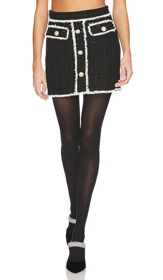 Nessa Contrast Tweed Skirt in Black & Cream | Revolve Clothing (Global)