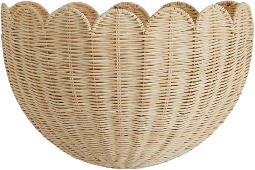 Scalloped Wall Basket Pair Handmade Wicker Baskets For Home Organization Wicker Wallbaskets Multi... | Amazon (UK)
