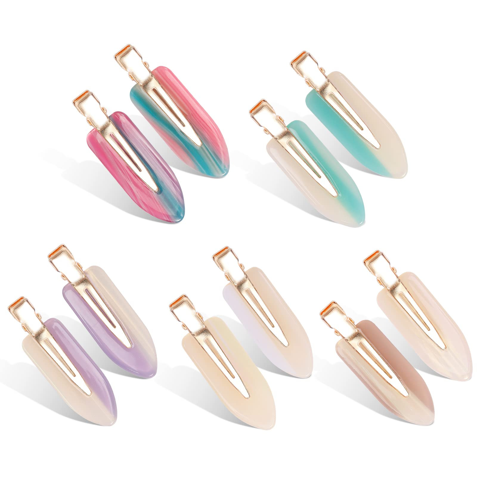 KesaPlan 10PCS No Bend Hair Clips, Acrylic Resin No Crease Hair Clips for Styling, Colorful Creaseless Flat Duckbill Hair Barrette for Makeup Hairstyle Accessories for Women Girls Gifts | Amazon (US)