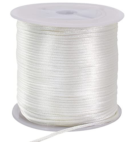 TONIFUL 1.5mm x 50 Yards White Nylon Cord Satin String for Bracelet Jewelry Making Rattail Macrame Trim Cord Necklace Bulk Beading Thread Kumihimo Chinese Knot Craft | Amazon (US)