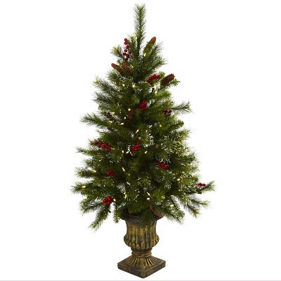 4ft. Christmas Tree with Berries, Pinecones, LED Lights & Decorative Urn – Festive Holiday X-Mas Decoration | Target