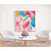 Modern Colorful Extra Large Painting | Abstract On Canvas Original Pink Wall Art Print | Etsy (US)