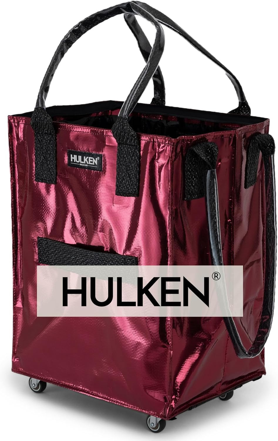 (Medium, Cosmic Red) Reusable Grocery Bag On Wheels, Shopping Trolley, Rolling Tote, Zipper Closu... | Amazon (US)