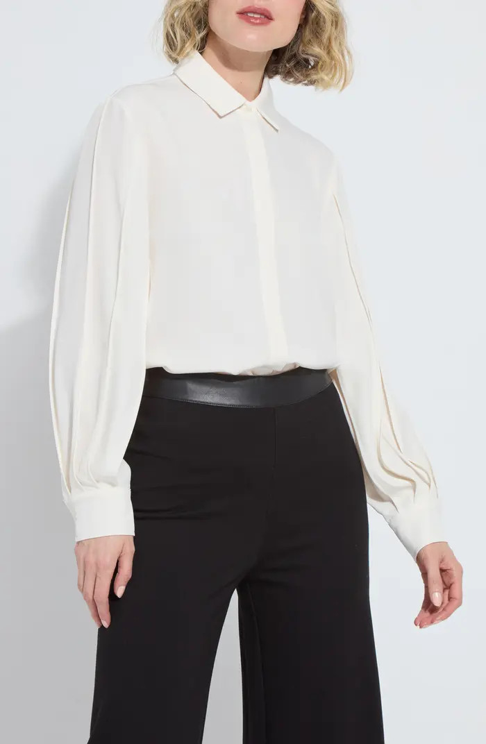 Ivette Pleated Balloon Sleeve Button-Up Shirt | Nordstrom