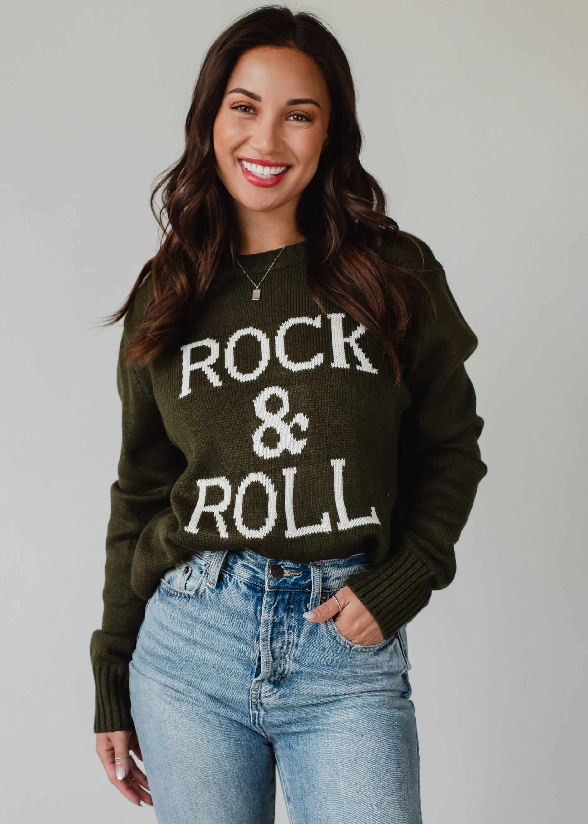 Rock &amp; Roll Sweater - Olive | Panache Accessories