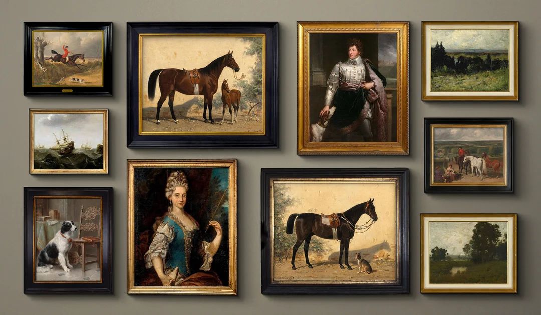 English Manor Gallery Wall, Set of 10 Curated Gallery Art Prints featuring Equestrian, Landscapes... | Etsy (US)