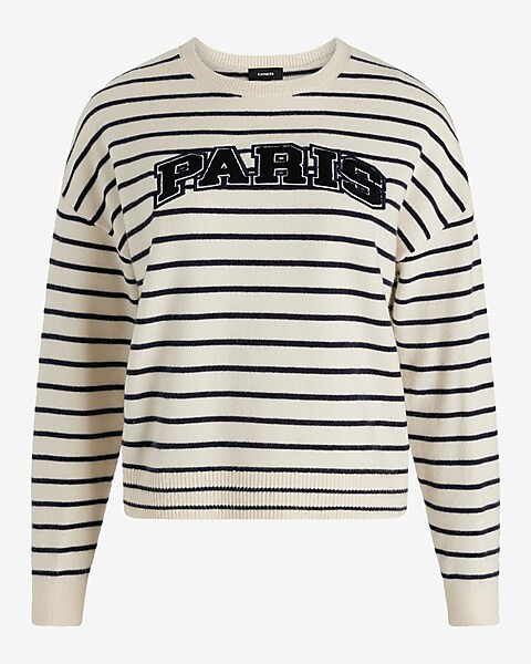 Paris Striped Crew Neck Sweater | Express