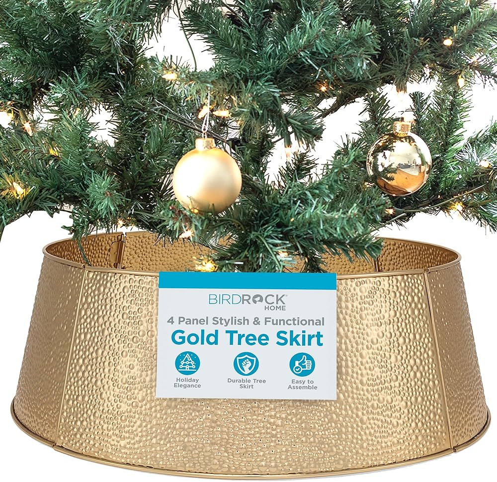 BIRDROCK HOME 4-Panel Christmas Tree Collar - Gold Bubble Tree Skirt - Small 26" Base - Easy to A... | Amazon (US)