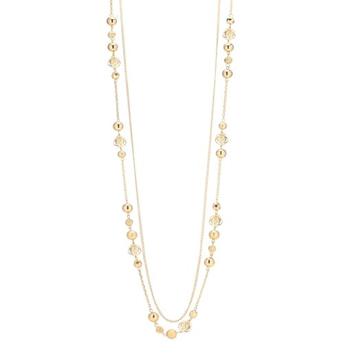 FULU AUTUMN Boho Gold Long Necklaces for Women Natural Stone Beaded Layered Long Necklace Mothers Day Gifts Dainty Flower Costume Jewelry for Women(Gold) | Amazon (US)