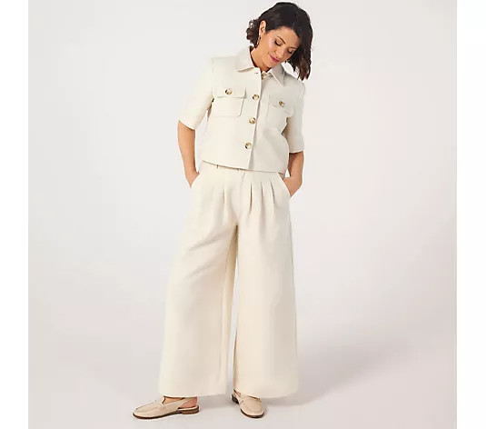 Helene Berman X Katy Madame Front Pleat Wide Leg Trousers - QVC UK | QVC UK