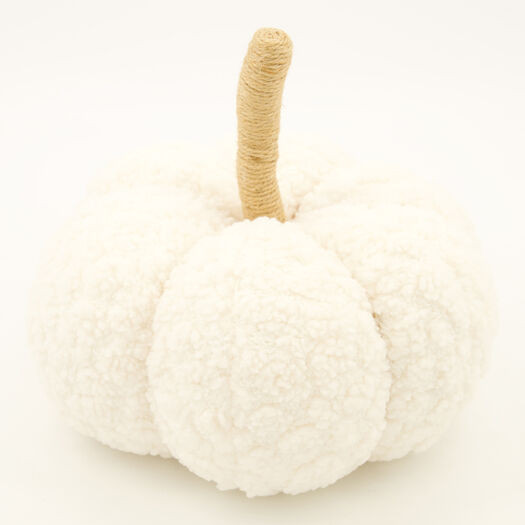 Off White Texture Faux Fur Pumpkin 25x24cm | TK Maxx