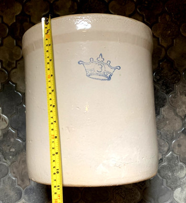 Vintage BLUE CROWN STONEWARE CROCK Farmhouse Pottery Large Canister Jug 10 x 11 | eBay US