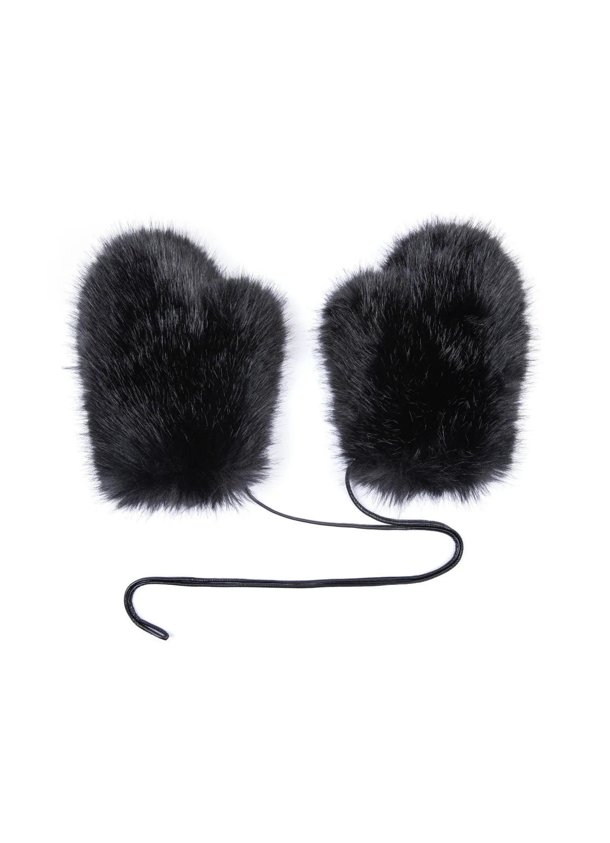 Black Faux Fur Mittens | DE SAVARY LONDON