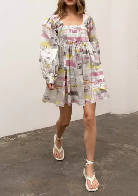 Women's Blouson Sleeve Printed Babydoll Dress | Belk