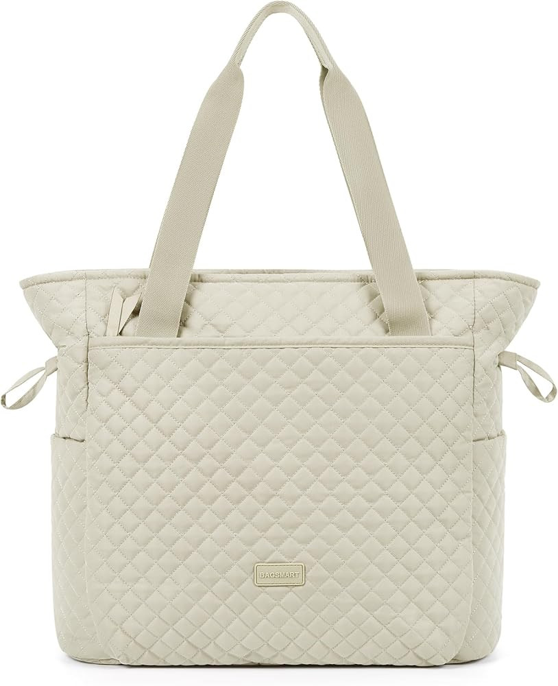 BAGSMART Tote Bag for Women, Large Womens Tote Bag with Zipper, Quilted Hobo Bag Top Handle Handb... | Amazon (US)