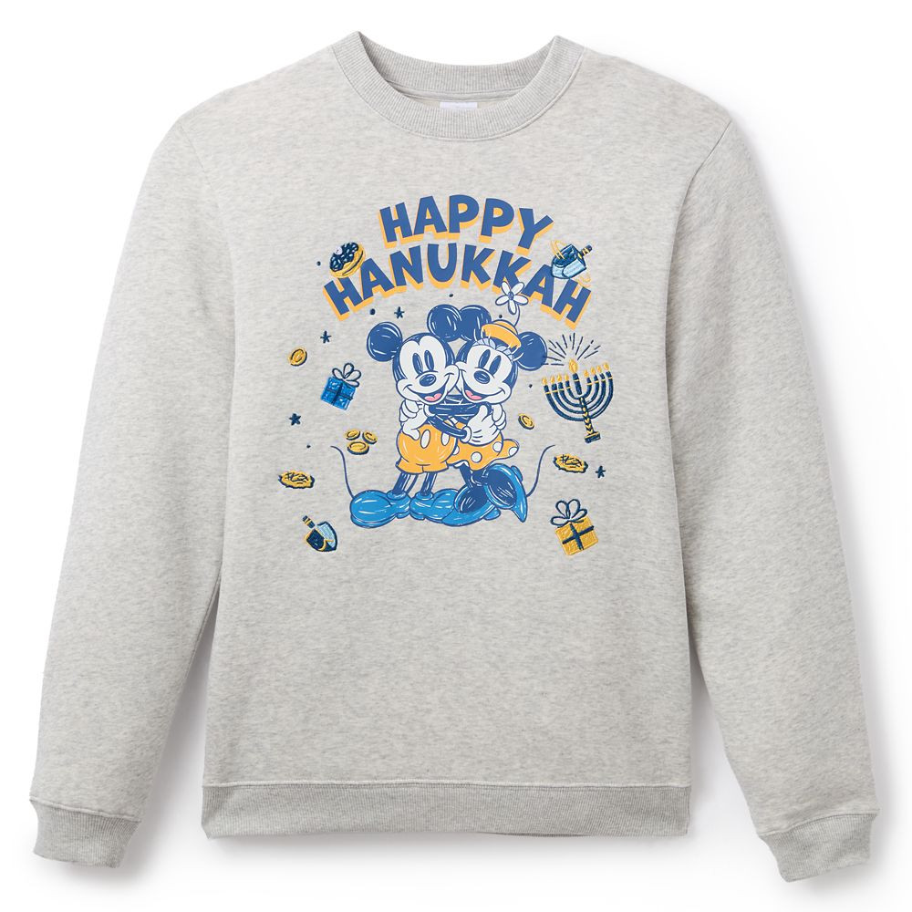 Mickey and Minnie Mouse ''Happy Hanukkah'' Pullover Sweatshirt for Adults | Disney Store