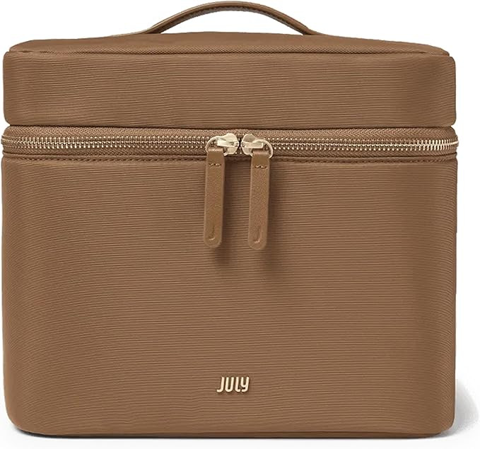 Vanity Cosmetic Case - Stylish Travel Makeup Bag for Women with Removable Wet Pouch, Upright Bott... | Amazon (US)