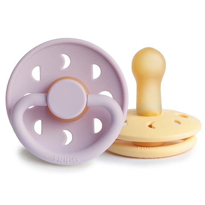 FRIGG Moon Natural Rubber Baby Pacifier | Made in Denmark | BPA-Free (Soft Lilac/Daffodil, 6-18 M... | Amazon (US)