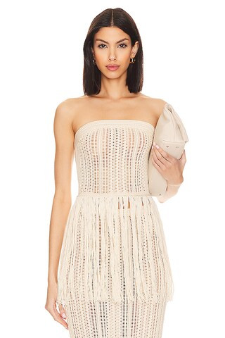 Tularosa Celestie Fringe Tube Top in Ivory from Revolve.com | Revolve Clothing (Global)