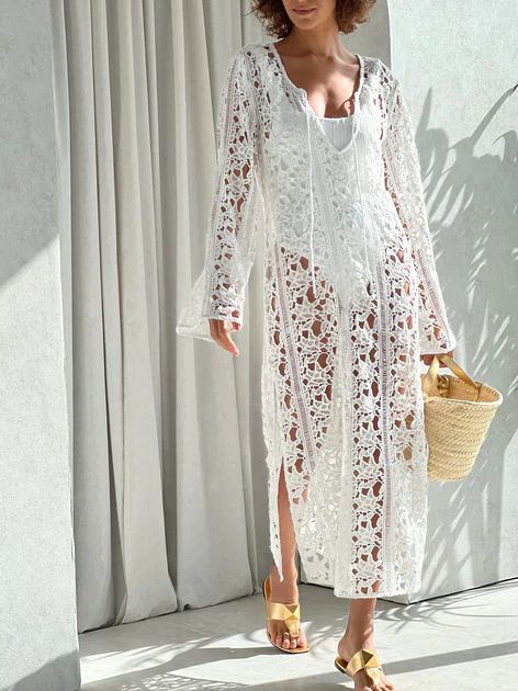 Gabriela Guipure Lace Maxi Dress | White | Vita Grace