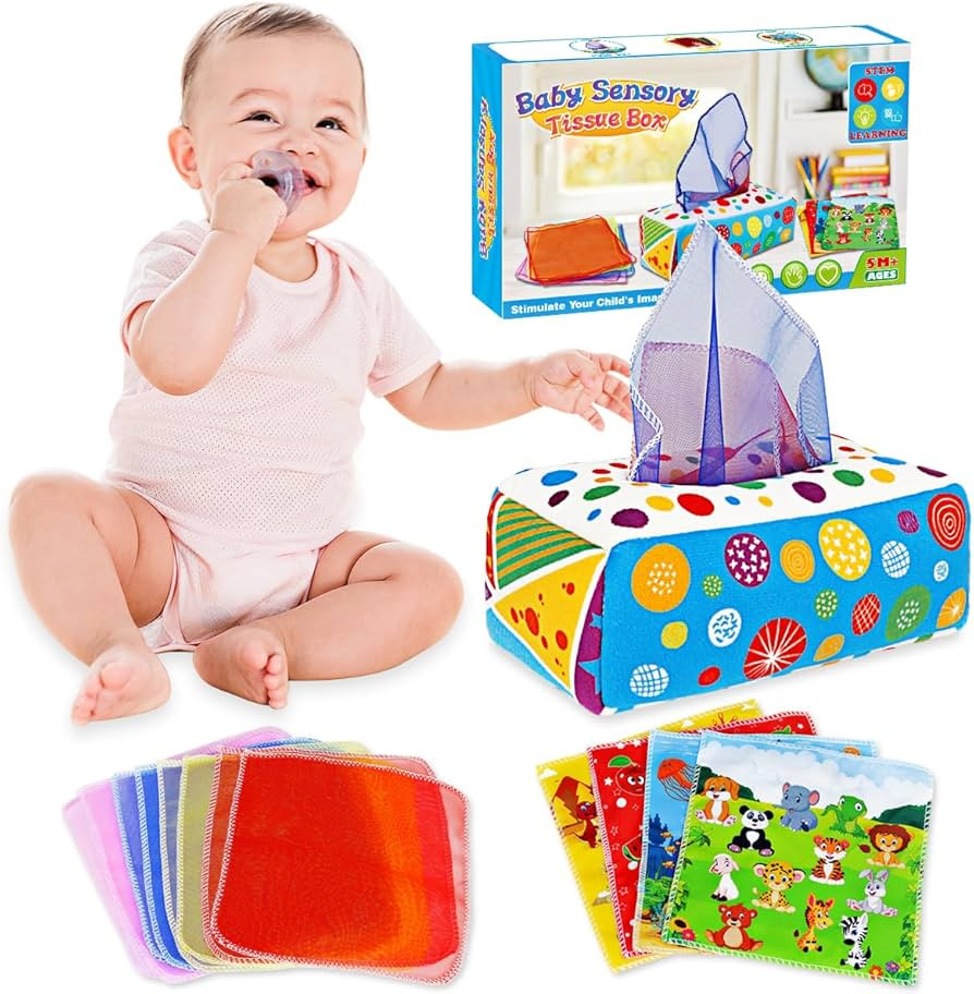Aiduy Baby Toys 6 to 12 Months - Baby Tissue Box Toys Montessori Toys for Babies 6-12 Months Soft... | Amazon (US)