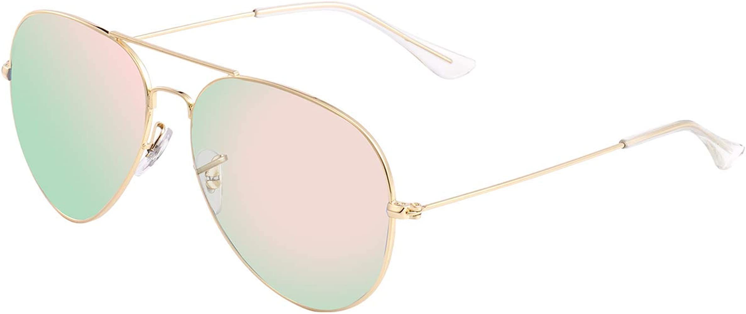 Polarized Aviator Sunglasses for Women Men UV Protection Metal Mirror Frame | Amazon (US)