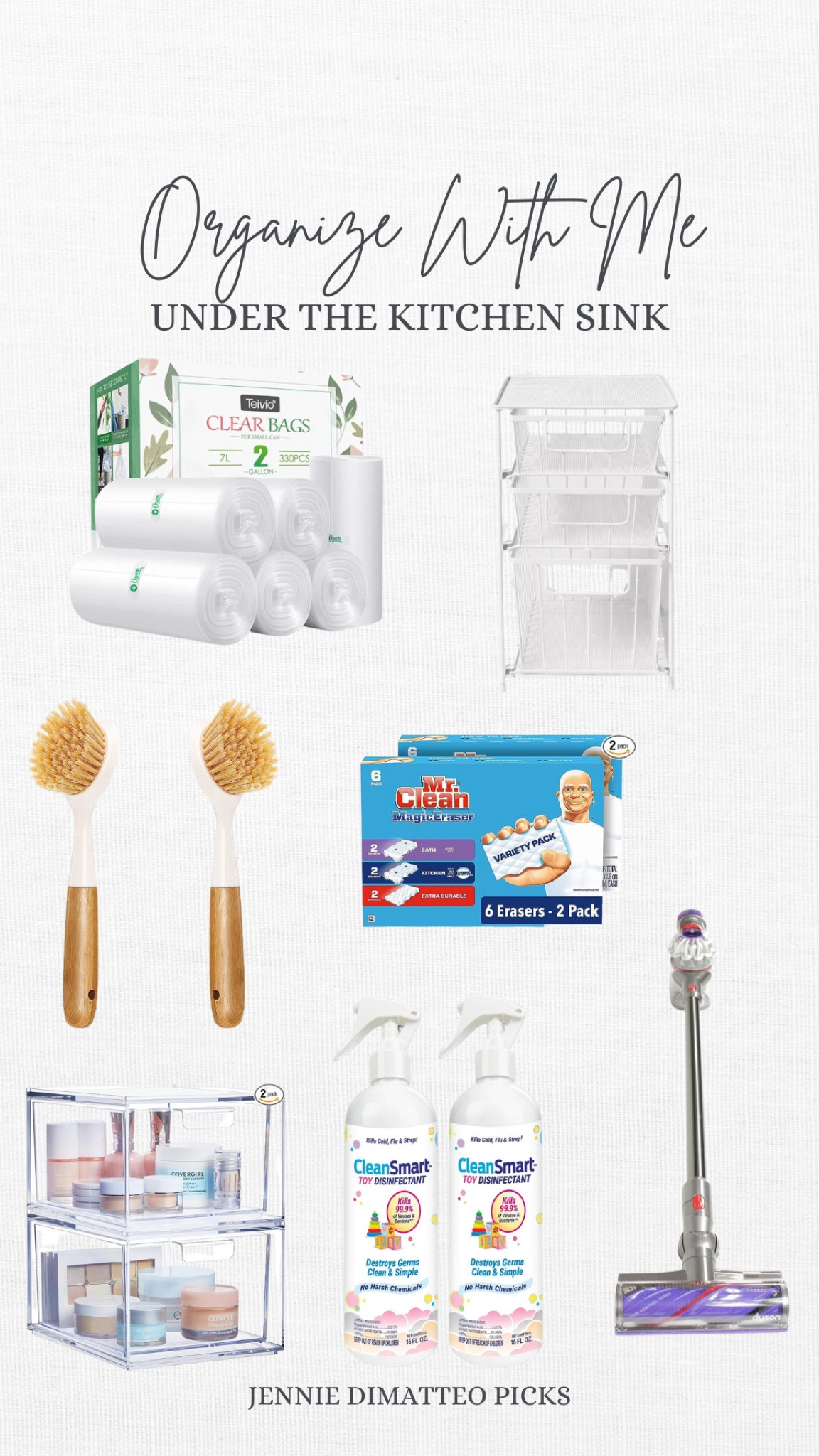 Organize with me, under the sink, wire organization, cleaning, acrylic, toy spray, dish brush, magic eraser, Dyson, home making 

#LTKfindsunder100 #LTKSeasonal #LTKhome