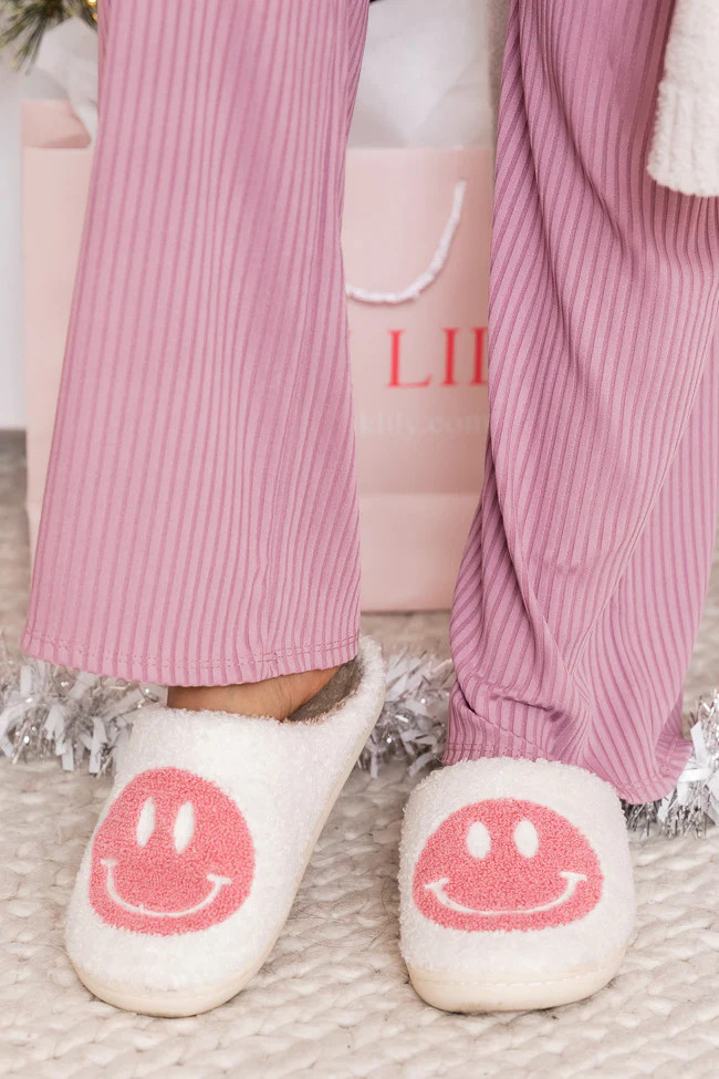 Pink Smiley Slippers | Pink Lily
