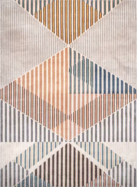 Beige Karlie Diamond Collage 6' 7" x 9' Area Rug | Rugs USA