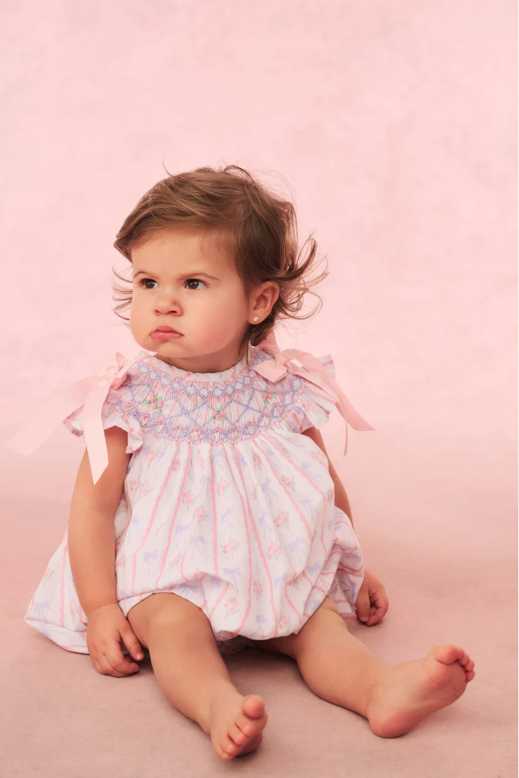 Cecil & Lou Girls Smocked Bow Bubble | LoveShackFancy