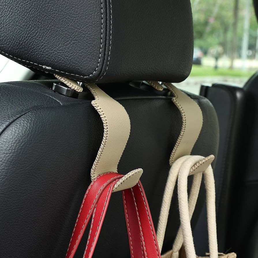 Amooca Car Seat Headrest Hook Universal Vehicle Storage Hanger Leather with Metal Car Seat Back O... | Amazon (US)