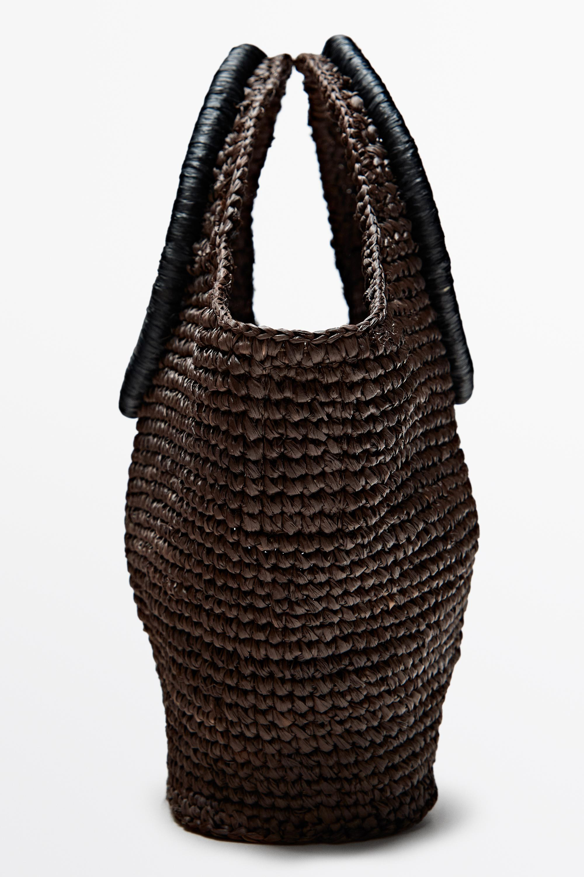100% Raffia Mini Crescent Bag | Massimo Dutti UK