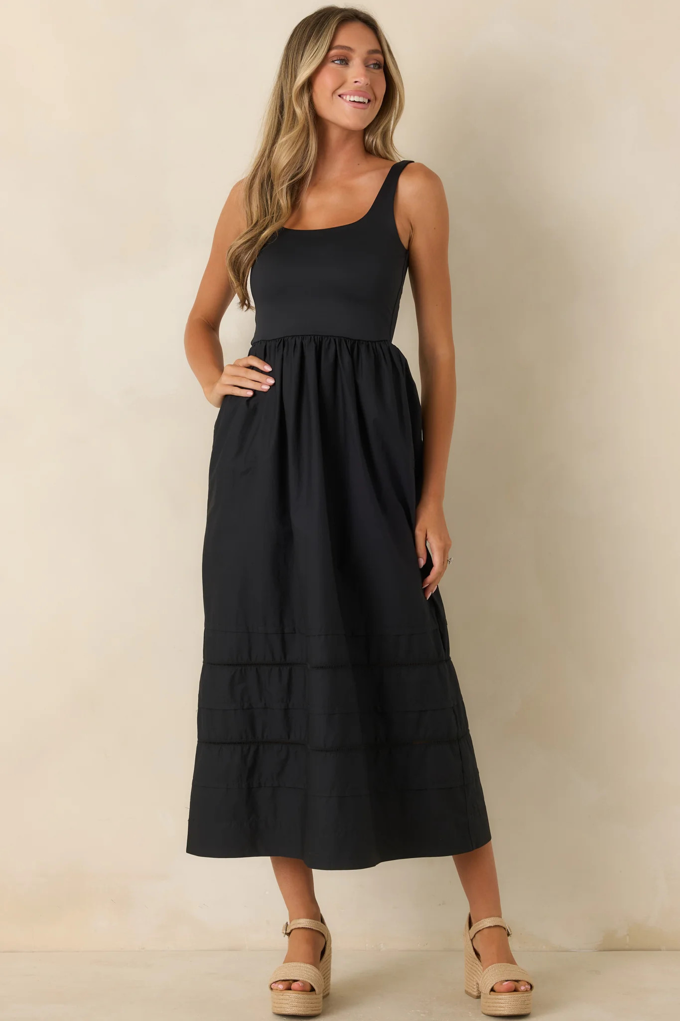 Z Supply Johanna Black Sleeveless Midi Dress | Red Dress