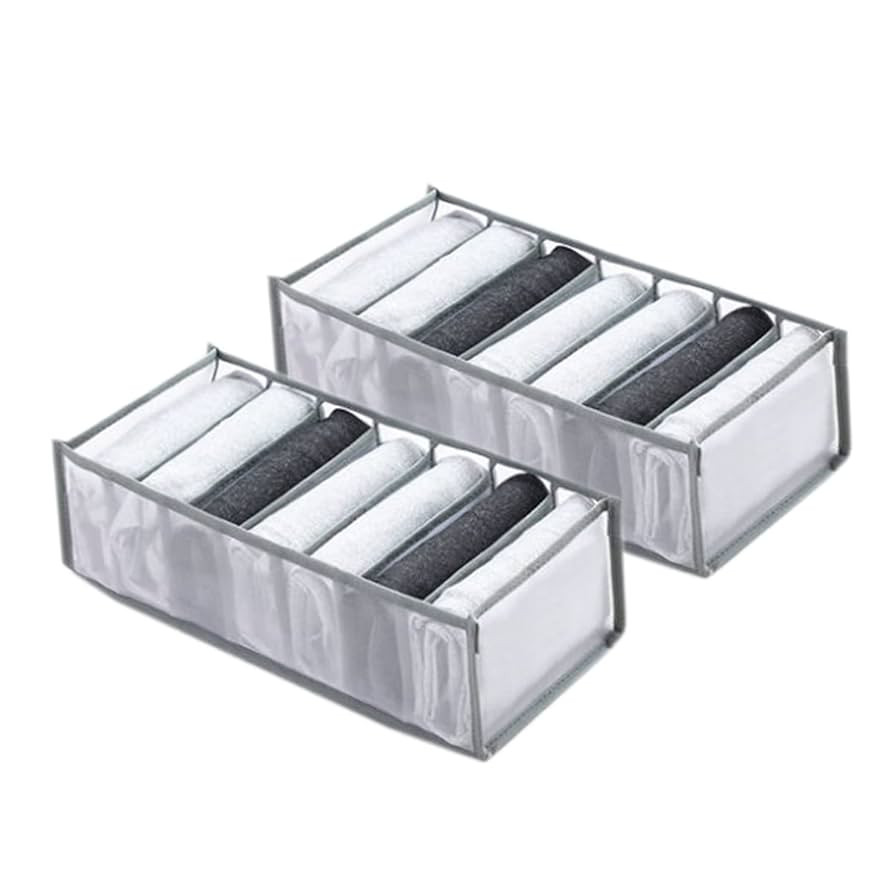 Wardrobe Clothes Organizer 7 Grids Portable Closet Organizer Mesh Separation Storage Box Foldable... | Amazon (US)