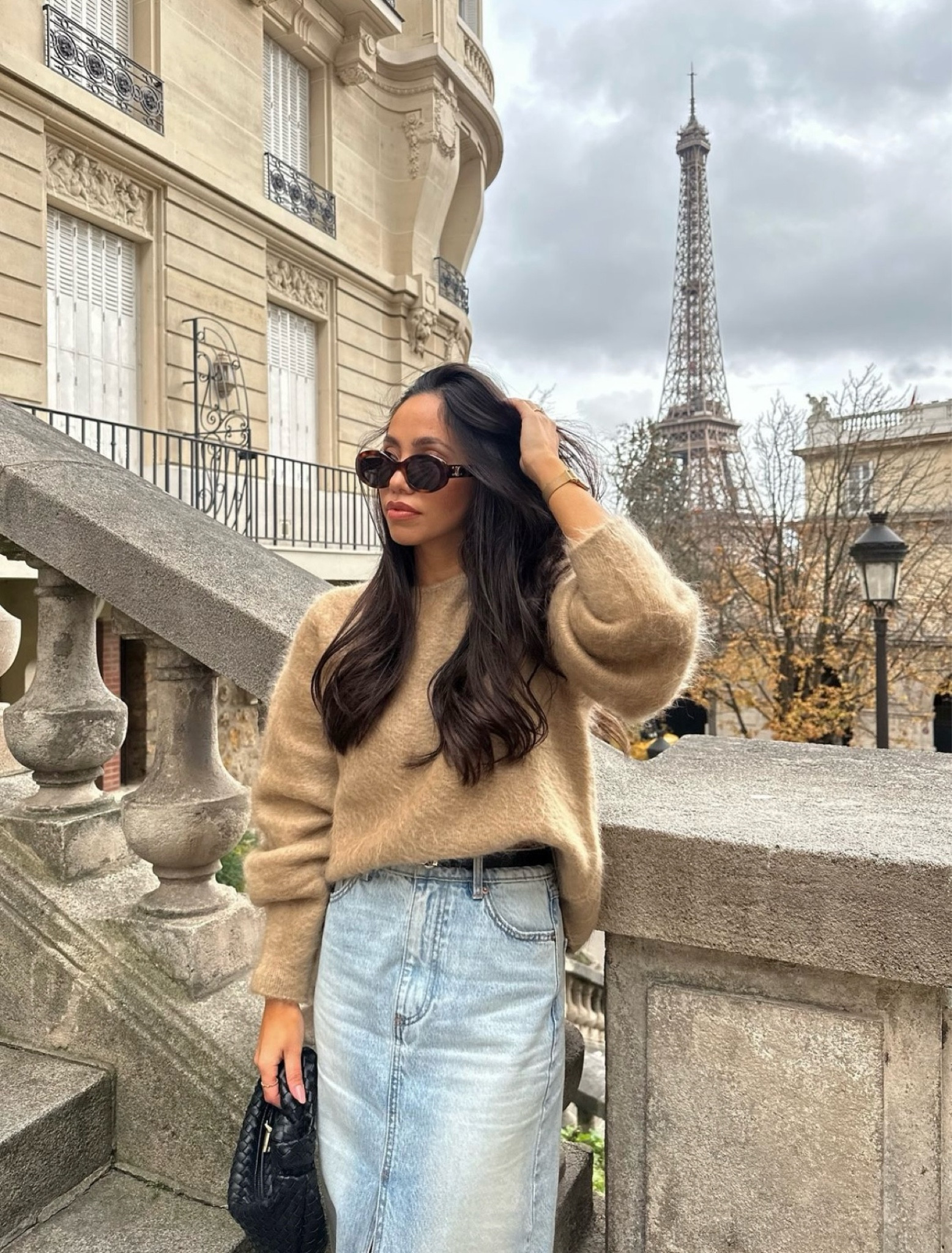 Casual autumn outfit, mohair fuzzy jumper, autumn fashion, midi denim skirt, knitwear, transitional outfit 

#LTKautumn #LTKstyletip #LTKuk