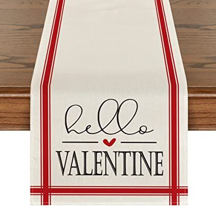 Artoid Mode Hello Valentine Elegant Valentine's Day Table Runner, Seasonal Anniversary Holiday Ki... | Amazon (US)