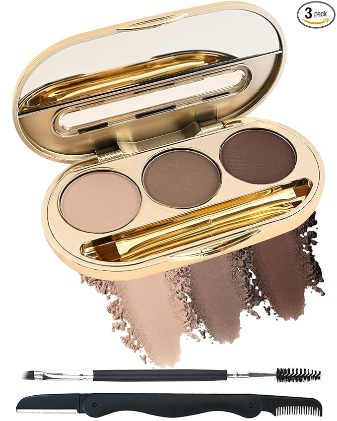 Eyebrow Powder Kit-3 Colors Eye Brow Tinting Powder Palette Long-Lasting Waterproof,Light Dark Gr... | Amazon (US)