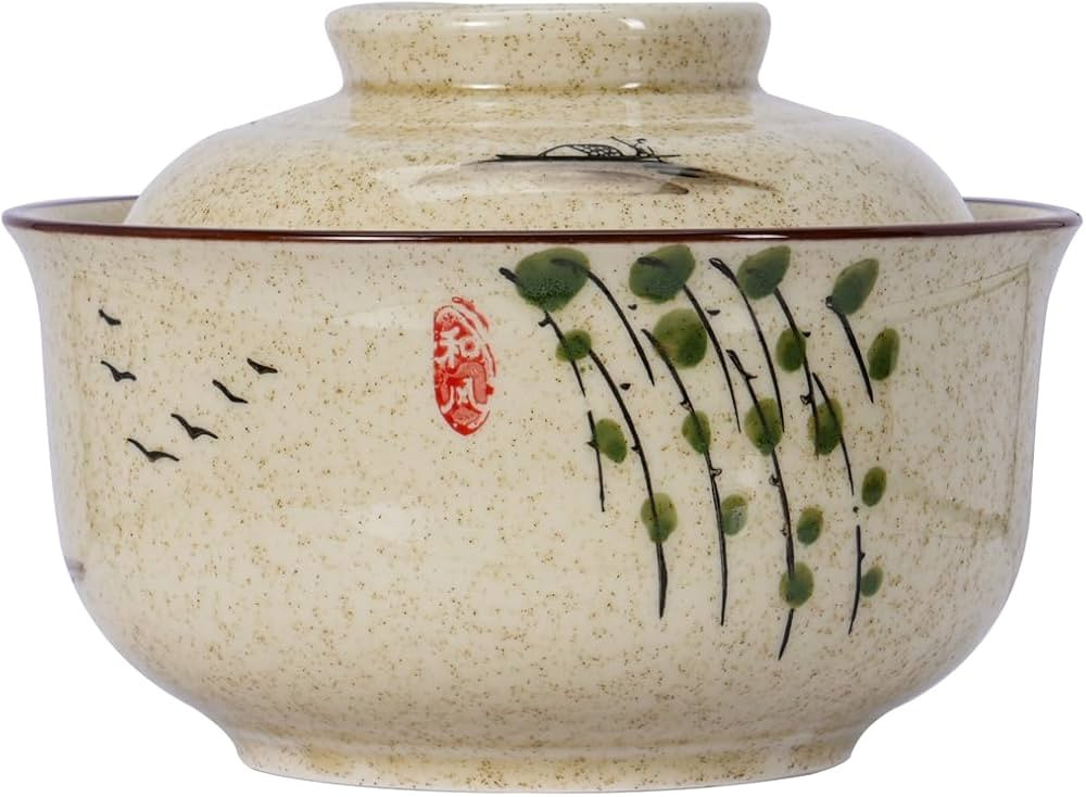 8 inch Retro Ceramic Ramen Bowl with Lid,Japanese Style Personalized Dinnerware For Noodle Rice P... | Amazon (US)