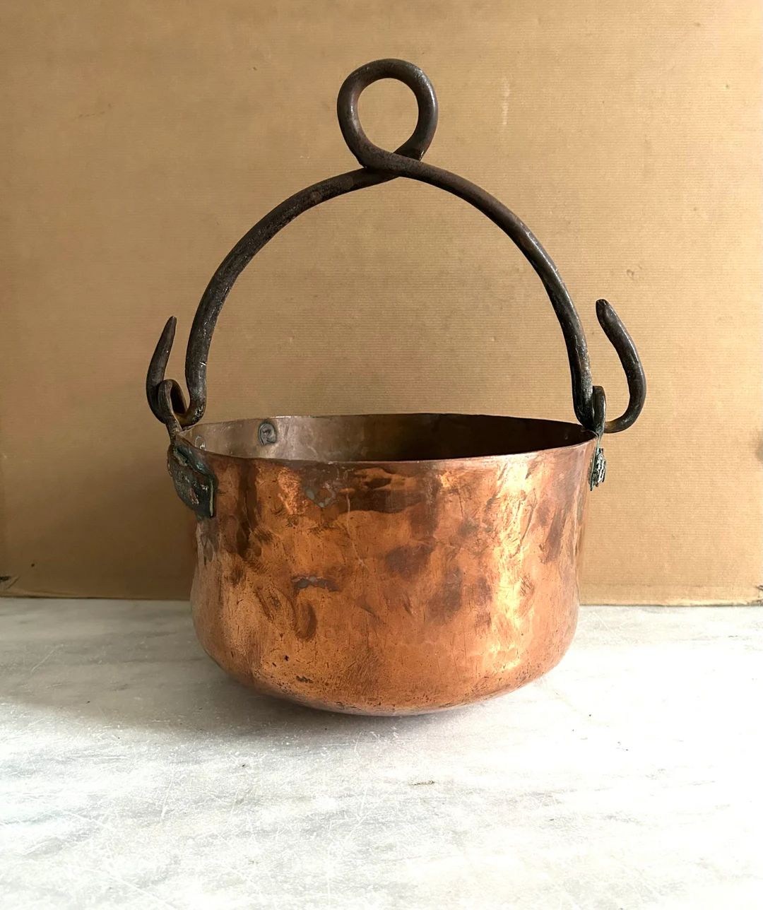 1800s French Antique heavy Copper Cauldron.Pot caldron. Antique kitchen decoration. Fireplace Man... | Etsy (US)