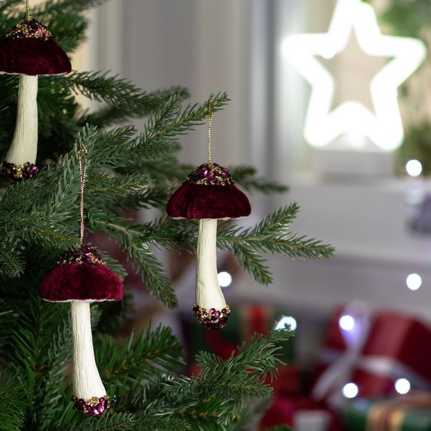 Argos Home Pack of 3 Mushroom Christmas Tree Decorations272/6234 | argos.co.uk