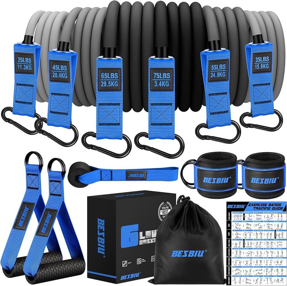 Heavy Exercise Bands Resistance Bands Set for Working Out, 300lbs Fitness Workout Bands with Hand... | Amazon (US)