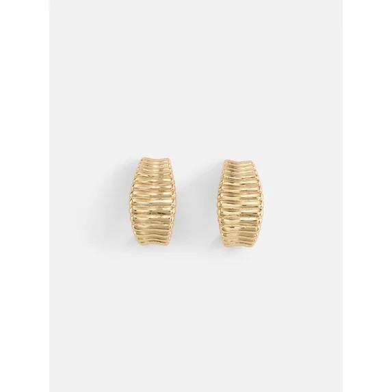 Free Assembly Women's Ribbed Goldtone J Hoop Earrings | Walmart (US)