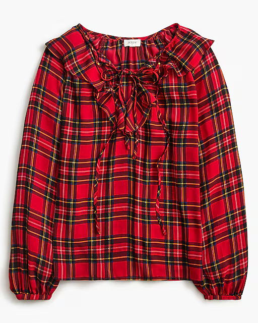 Tartan ruffle tie-front top | J.Crew Factory