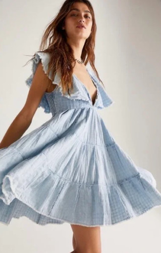 Free People SEA SPRAY WASH Women's Undone Mini Dress, US X-Small | Bonanza (Global)