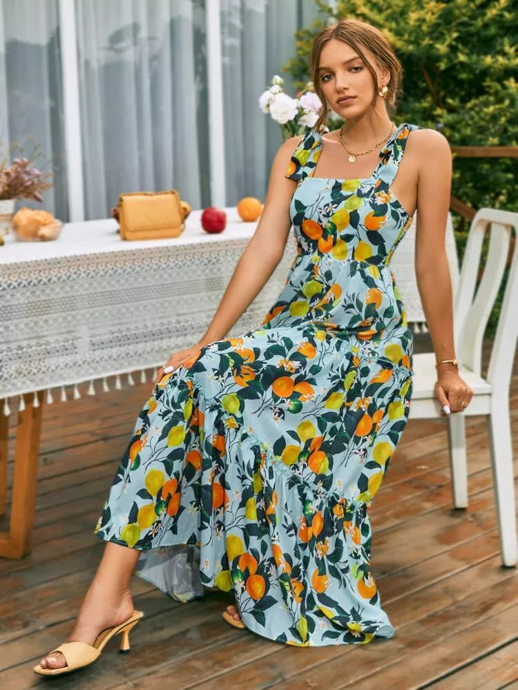 Fruit print maxi dress sale