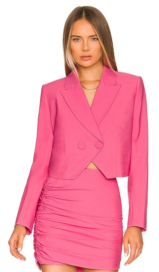Double Brested Crop Blazer in Flamingo | Revolve Clothing (Global)