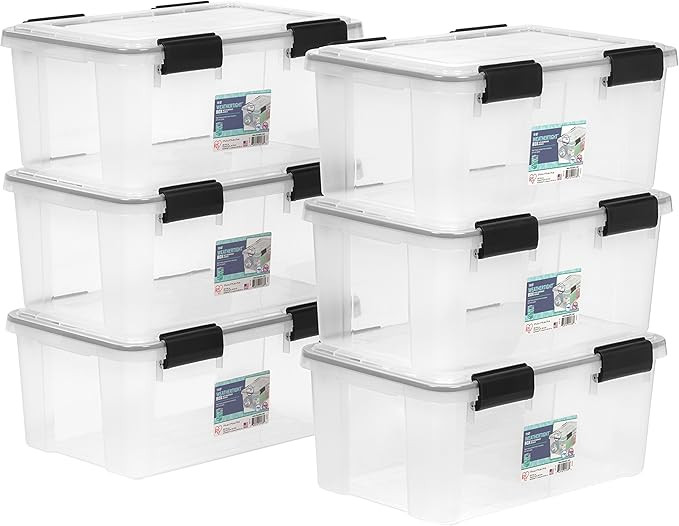 IRIS USA WeatherPro 19 Qt Storage Bins with Lids, 6 Pack, BPA-Free Plastic Gasket Box with Tight ... | Amazon (US)