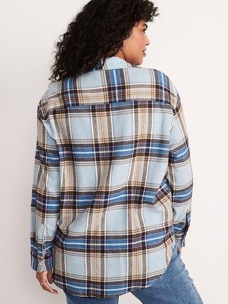 Long-Sleeve Plaid Utility Boyfriend Tunic Shirt for Women | Old Navy (US)