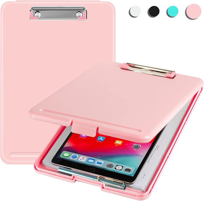 Clipboard with Storage Pink, Plastic Storage Clip Boards with Low Profile Clip, Nursing Clipboard... | Amazon (US)
