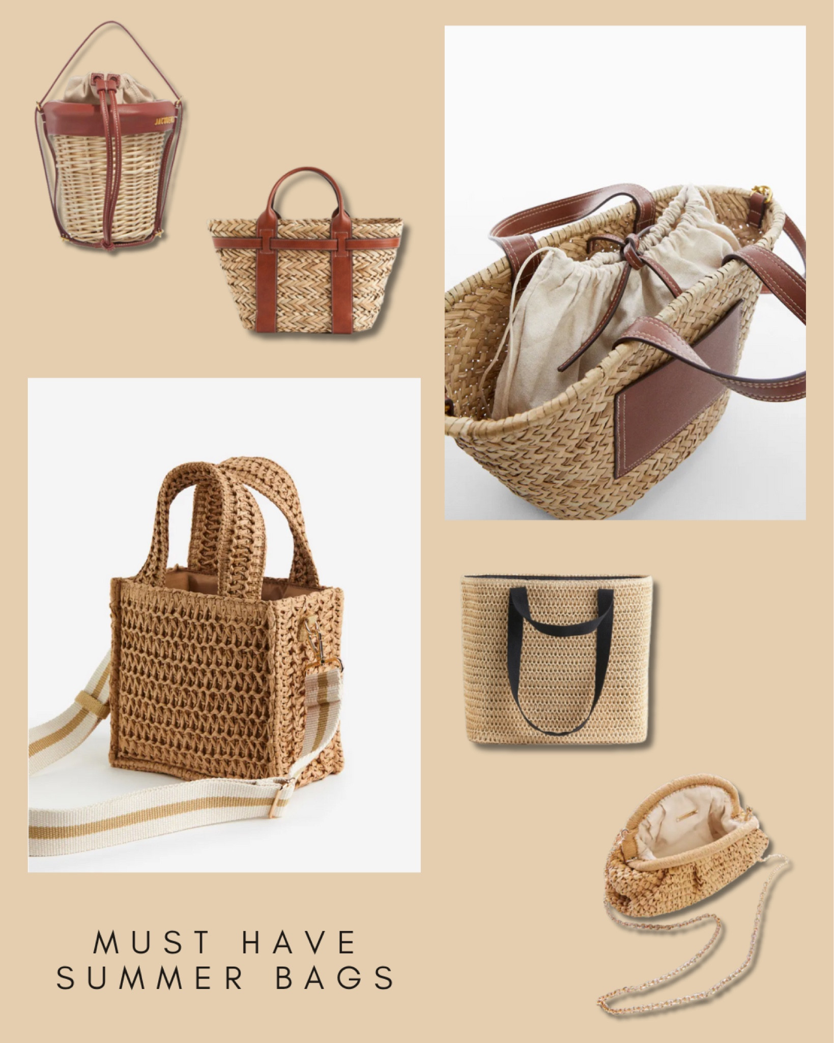 Must have summer bags 🤎

H&M, straw weekend bag, handbag, shoulder bag, straw shopper, Jacquemus Le Panier Seau Bucket Bag brown, Fashionette, Mango, natural fiber basket with pockets, must have accessories, beach ready, Netherlands. 

#LTKSeasonal #LTKitbag #LTKeurope